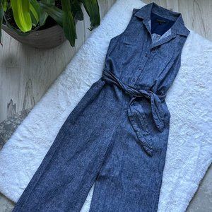 Banana Republic Linen-blend Denim Chambray Jumpsuit (Size 0)